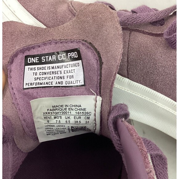 Converse One Star CC Pro Ox Lakers-Womens 7.5-Leather Purple Skate Shoe- 161526C - Picture 10 of 10